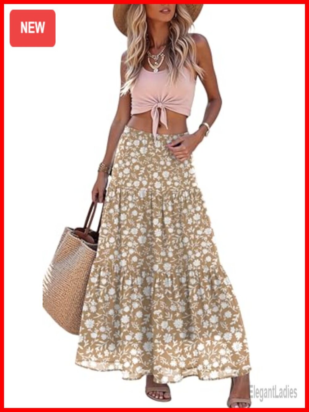 Pleated Chiffon A-Line High Waist Flowy Double Layer Casual Maxi Skirt